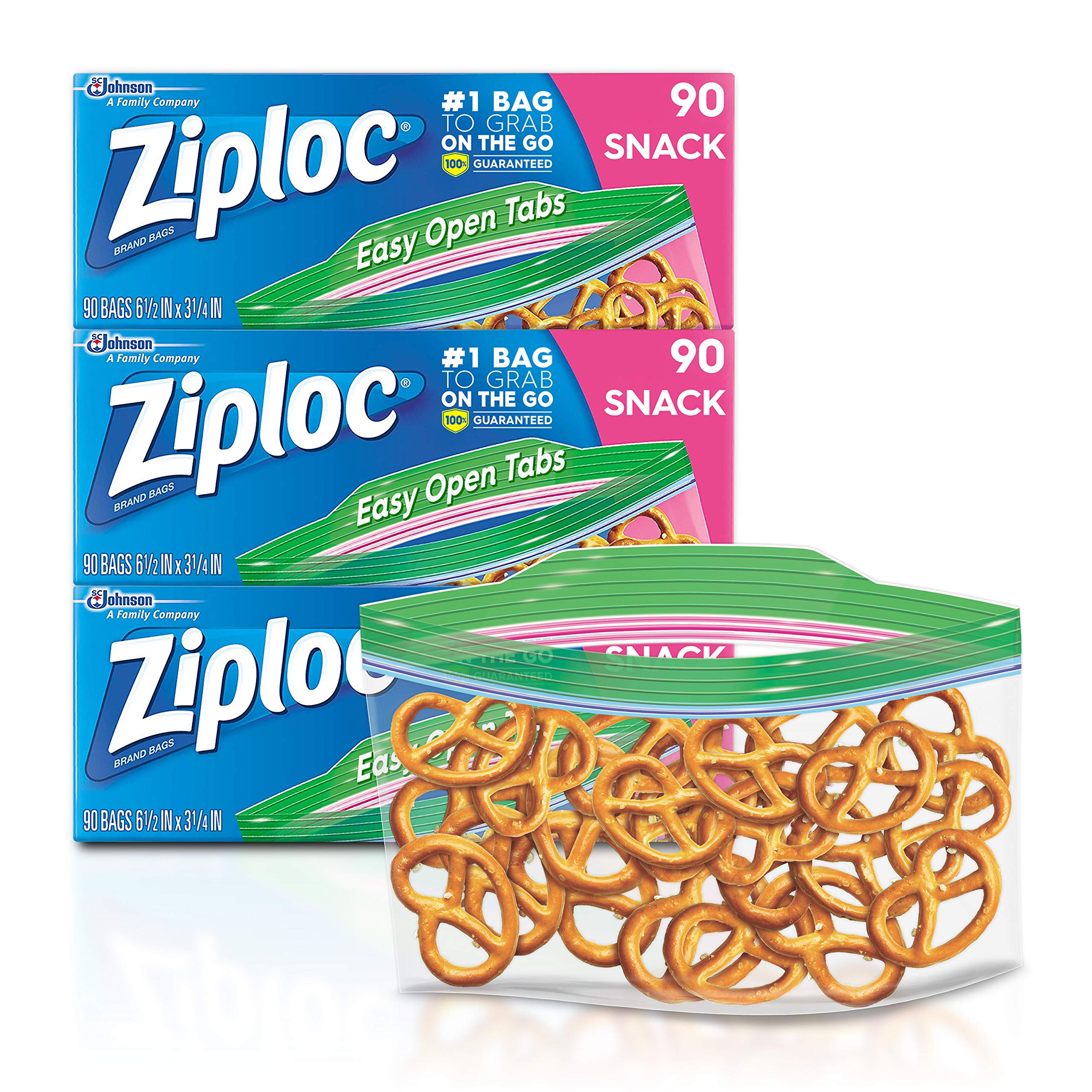 Amazon 2 of Ziploc Snack Bags, Easy Open Tabs, Ideal for packing