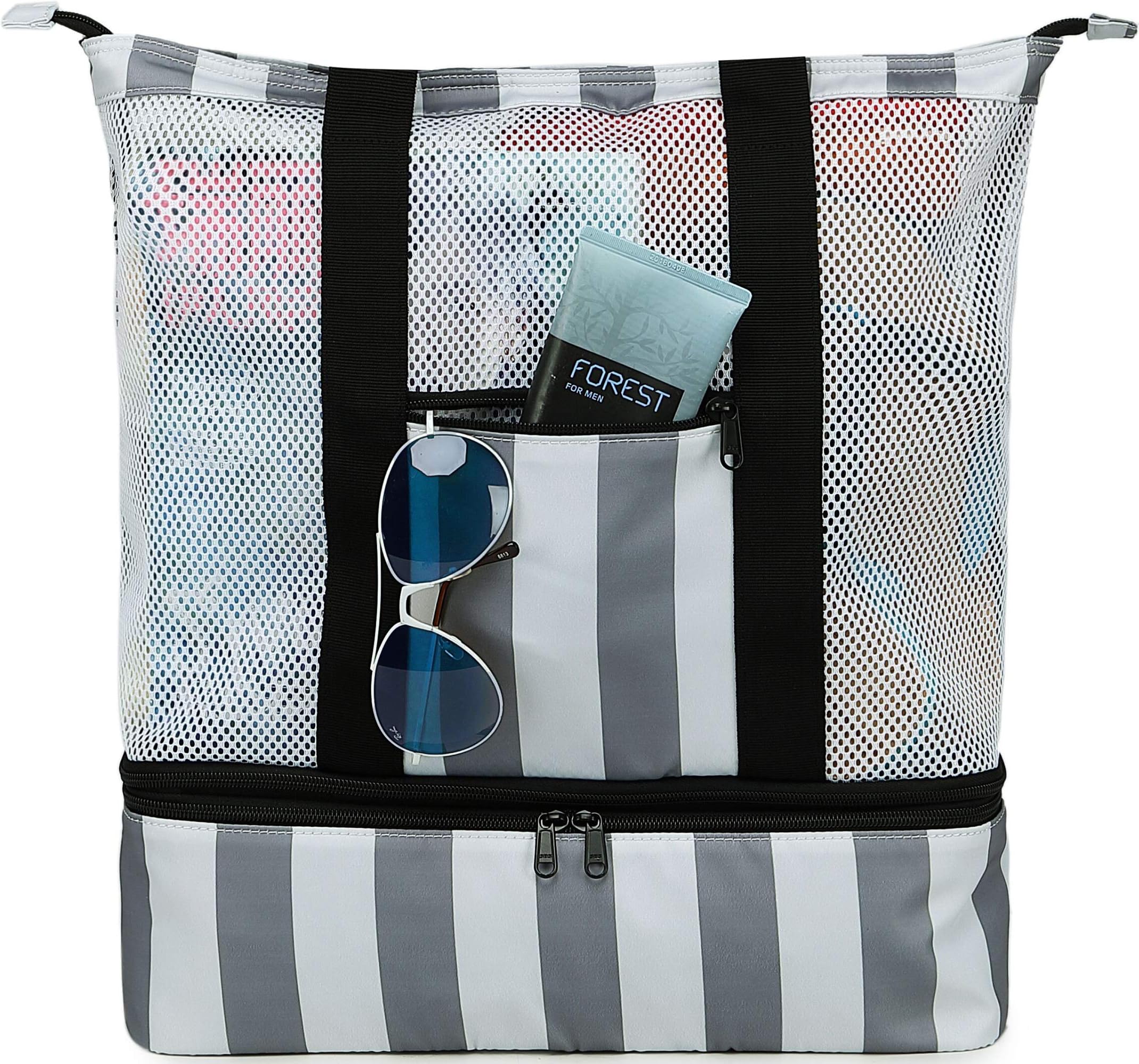 BLUBOON Mesh Beach Tote Bag with Cooler Insulated Detachable Pool Bags for Women
