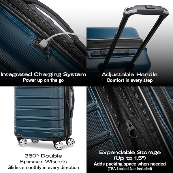 SAMSONITE OMNI 2 GLOBAL CARRY-ON SPINNER LUGGAGE – COMPACT SIZE FOR INTERNATIONAL TRAVEL – AIRLINE-APPROVED – FEATURES EXPANDABLE POLYCARBONATE SHELL, 360° WHEELS, USB POWER HUB – PURPLE
