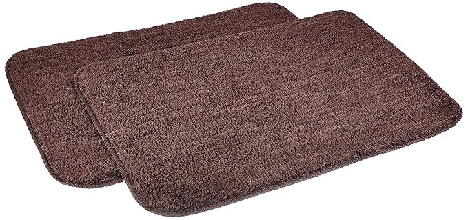 Amazon Brand - Solimo Anti-Slip Microfibre Bathmat, 40cm x 60cm - Pack of 2 (Brown)