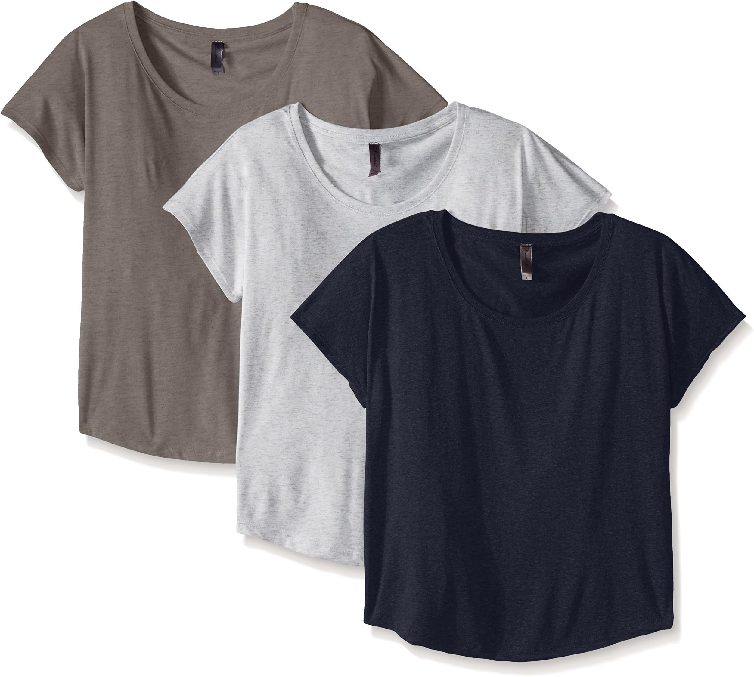 Apparel 3 Pack Short Sleeve T Shirts Tag Free Scoop Neck Triblend Stretch Undershirt Tees (6760)