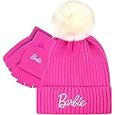 Barbie Winter Hat for Women – Winter Beanie Hats for Women with Gloves, Warm Beanie Hats, Pink Knitted Beanie