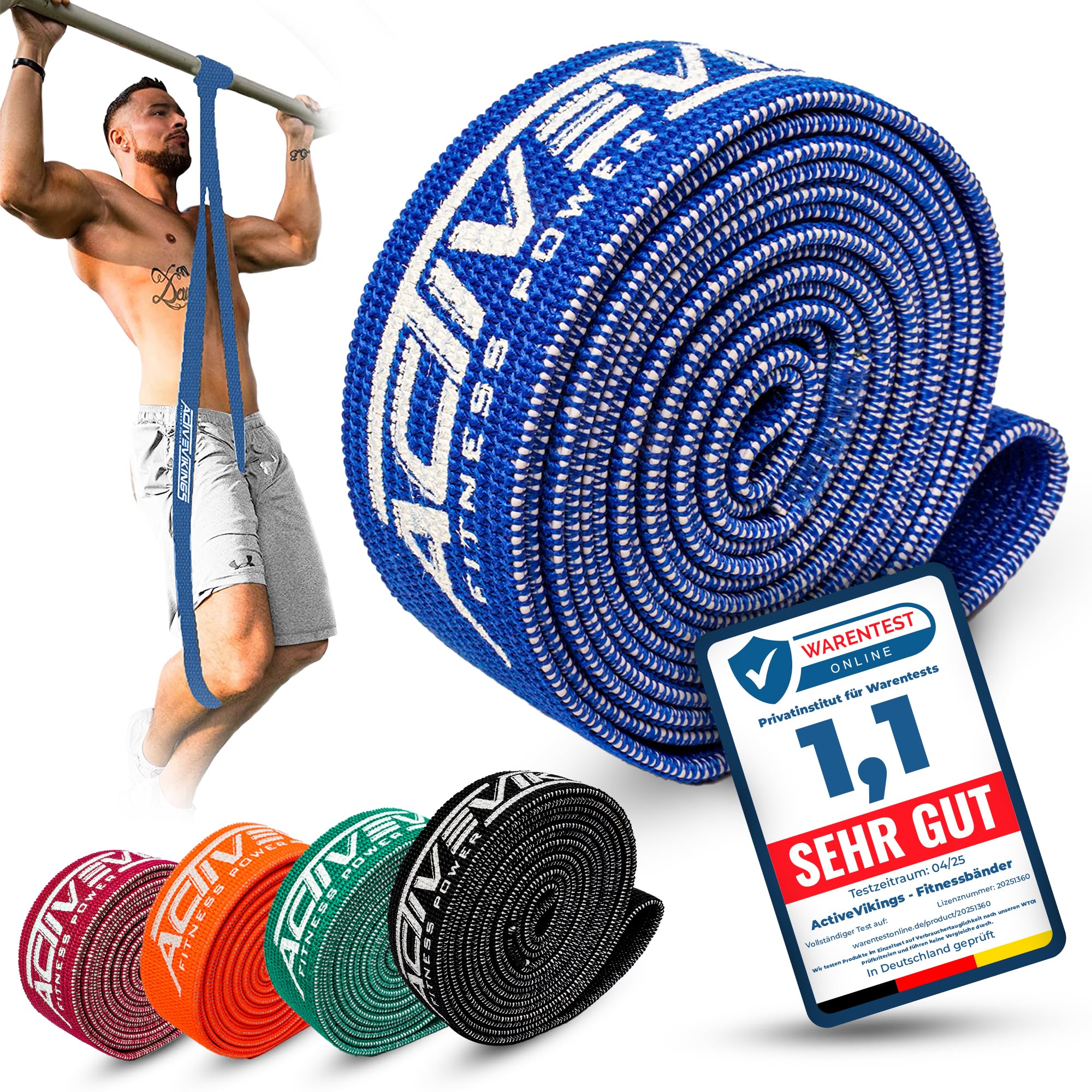 ActiveVikings® Pull-Up Fabric Fitness Bands - Perfect for Muscle Building - Fitness Band Pull-Up Bands Resistance Bands