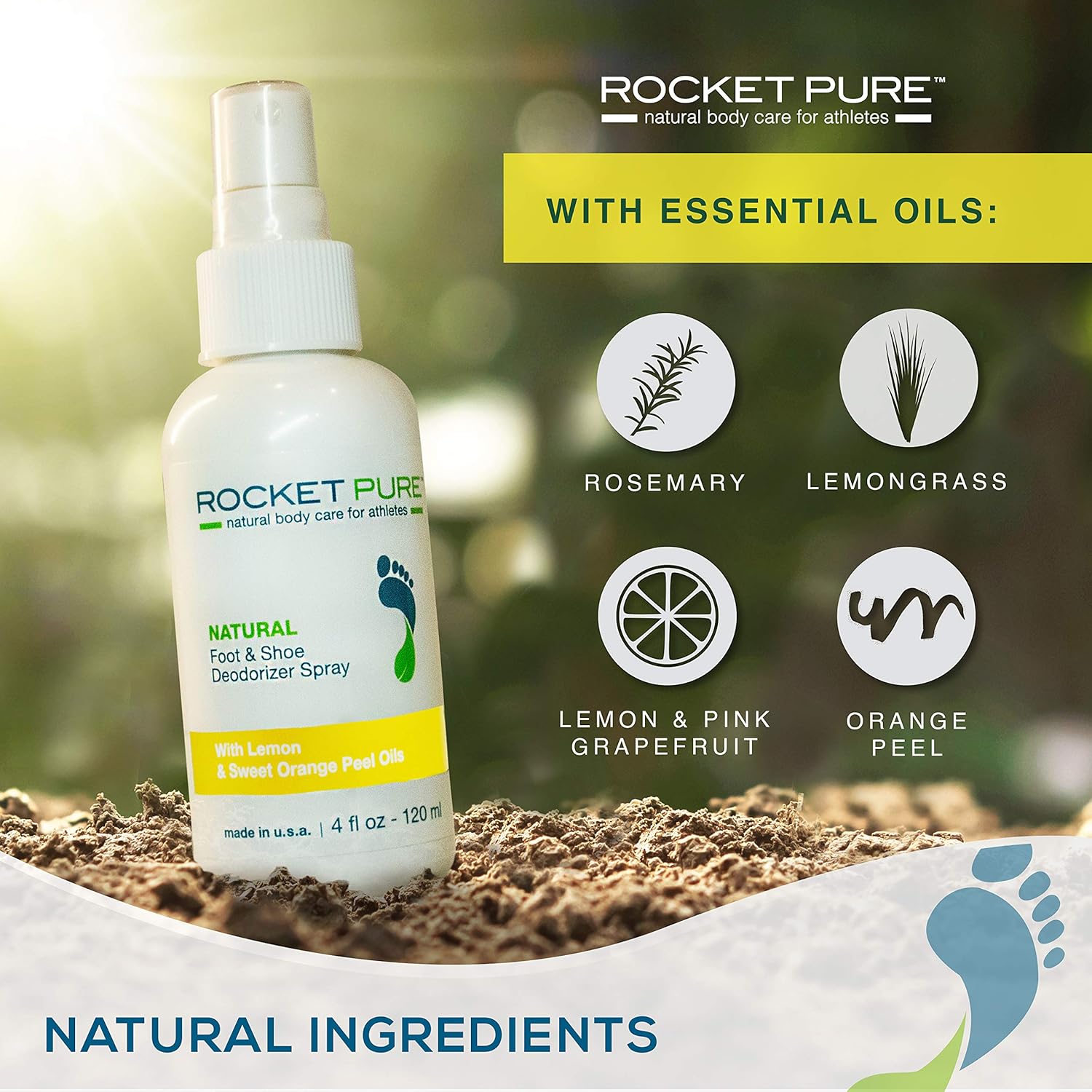 Natural Foot & Shoe Deodorizer Spray - for Feet, Shoes & Gym Gear | Odor Eliminator & Strong Smell Remover for Any Boot or Sneaker - Made with Powerful Essential Oils - Lemon: Health & Personal Care