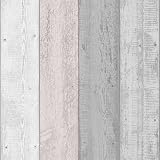 Arthouse Wood Planks Painted Wallpaper Grey Pink 53cm x 10.05m view 1