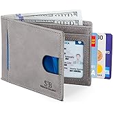 SERMAN BRANDS RFID Blocking Slim Bifold Genuine Leather Thin Minimalist Front Pocket Wallets for Men Billfold Wallet Men Gift