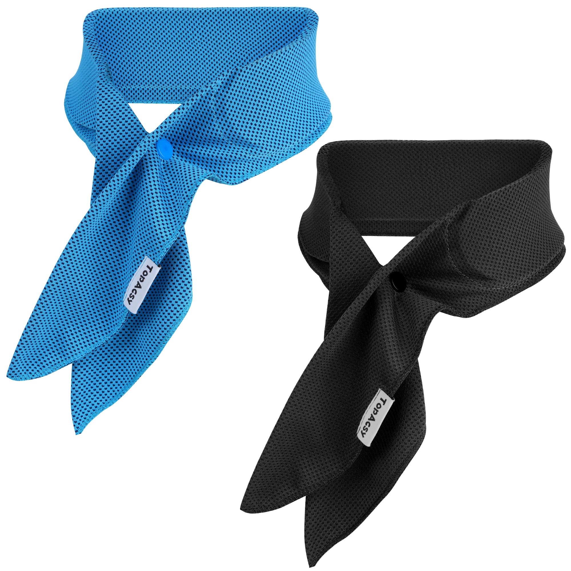 Photo 1 of TopAcsy cooling neck wraps, neck coolers for hot weather, cooling headbands for men women, Long-lasting cooling gel and Self-cooling fabrics for 360° cold compress, 2 packs (Black+Blue)