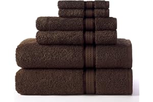 COTTON CRAFT Ultra Soft 6 Piece Towel Set - Highly Absorbent Bathroom Shower- Premium Ringspun Cotton 580 GSM- 2 Oversized Large Bath Towels 30x54, 2 Hand Towels 16x28, 2 Wash Cloths 12x12- Chocolate