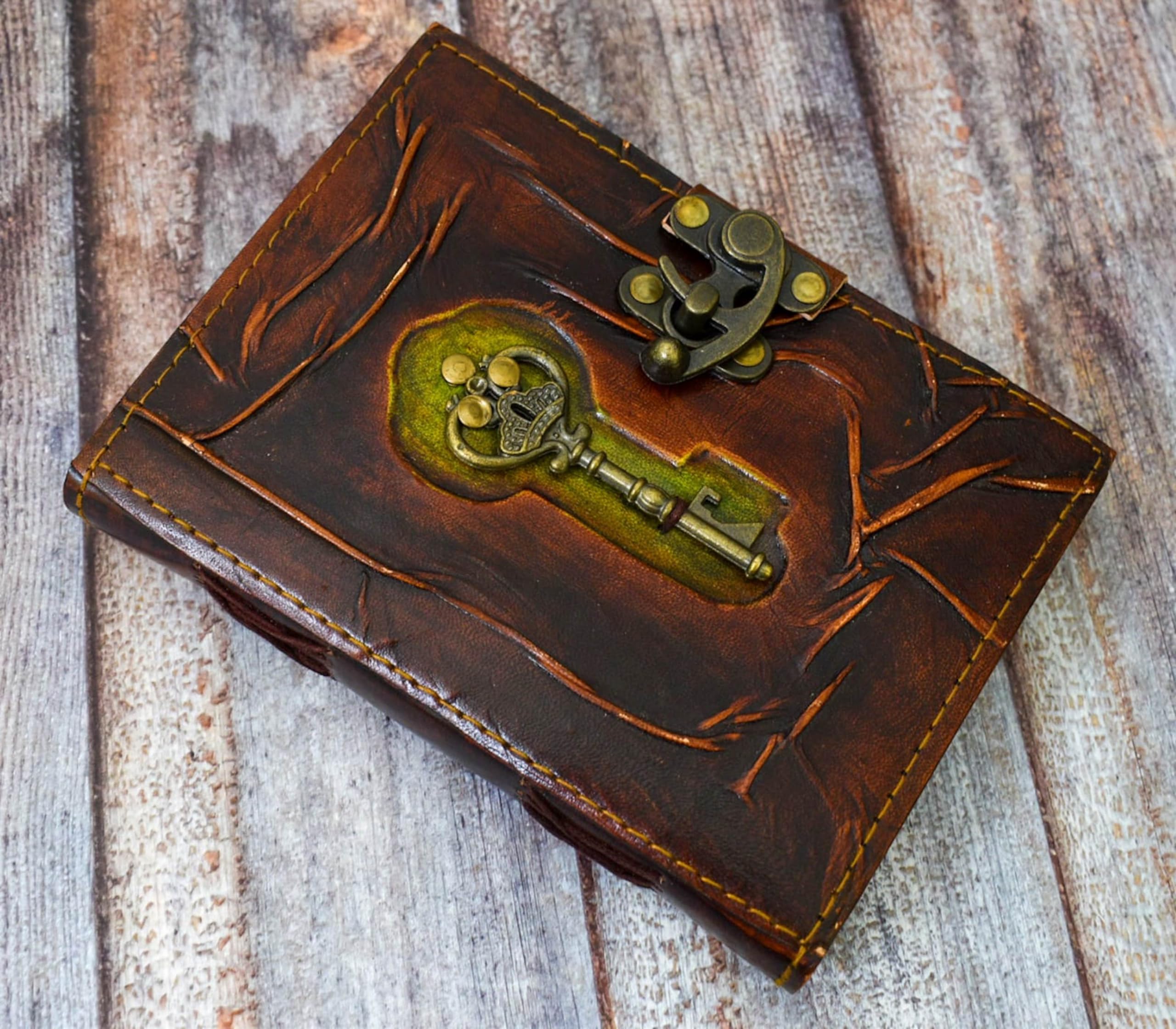 India House-Handmade Leather Journal Embossed Perfect for Calligraphy, Poetry, Guest Book or Instagram | With Macrame Bookmark