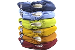 PINK & BLUE - Reusable Cloth Baby Diapers for Boys & Girls - (8-35lbs+) - Double Pockets - 6 Washable Inserts for Leakproof P
