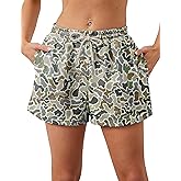 Eutten Women Camo Sweat Shorts Casual Elastic Waist Lounge Shorts Drawstring Maple Leaf Print Athletic Shorts with Pockets