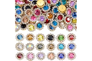 KDCQAH 160 Pcs 12MM Sew on Rhinestones Crystals Glass Metal Base Sewing Flower Claw Rhinestones for Clothes Shoes Earring Belt Crafts Sewing Accessories(016 Mixed Colors)