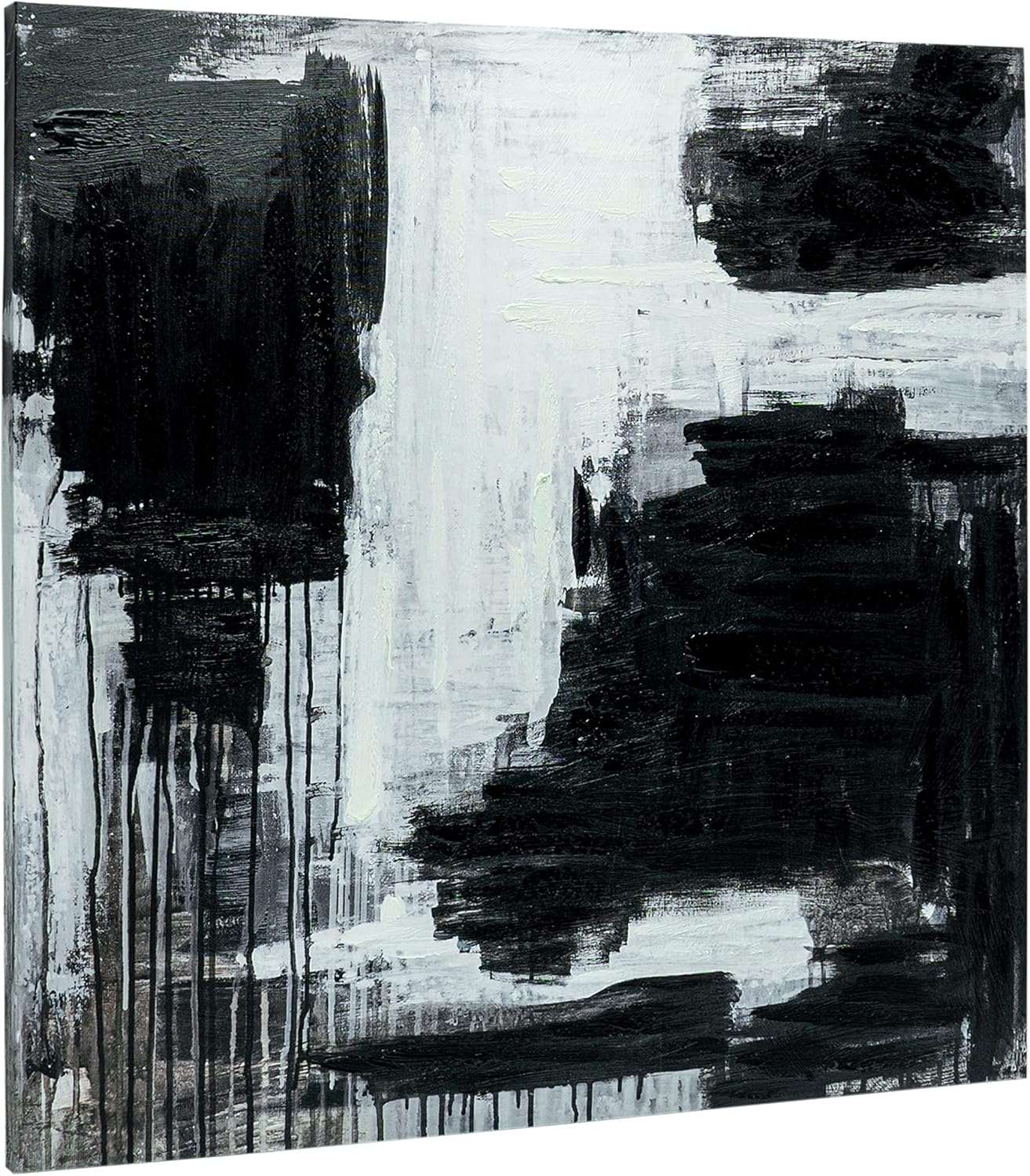 Paintings - ArtbyHannah 32x32 inch Abstract Paintings Wall Art with Hand Painted Textured and Black White on Canvas for Wall Art Decor