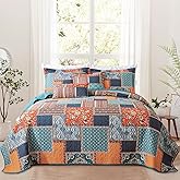 VAPUTAR Cotton Quilt Queen Size Bedding Set - 3 Pieces, Boho Queen Size Quilts, Lightweight Reversible Coverlets Bedspreads for Farmhouse Bedroom