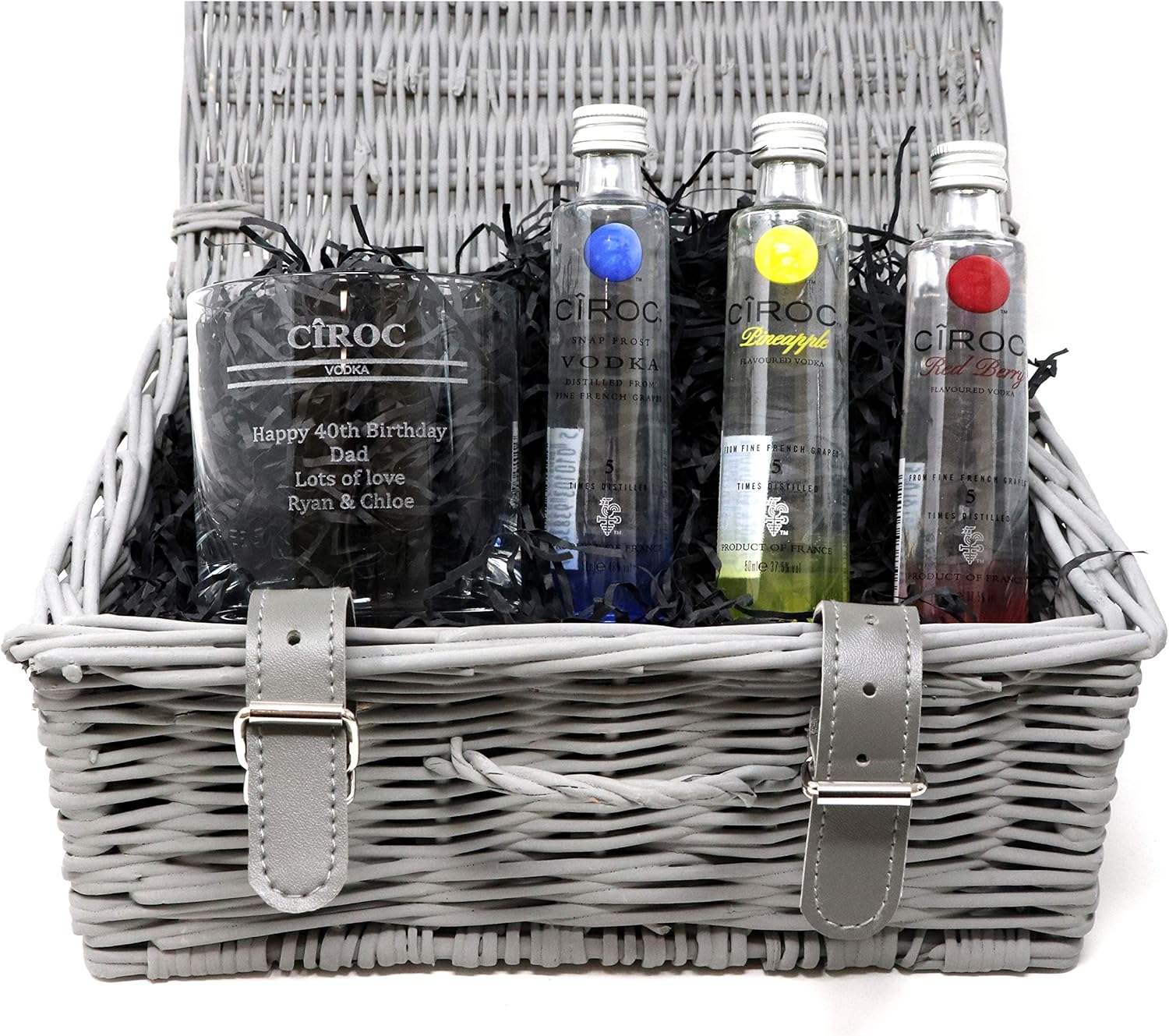 Personalised Hamper with Engraved *Ciroc Vodka Design* Dimple Glass