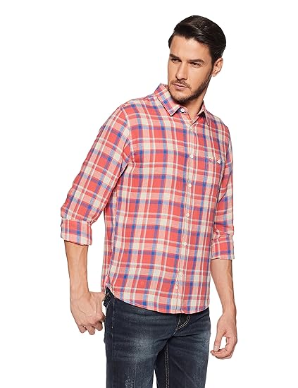 united colors of benetton men's checkered casual shirt