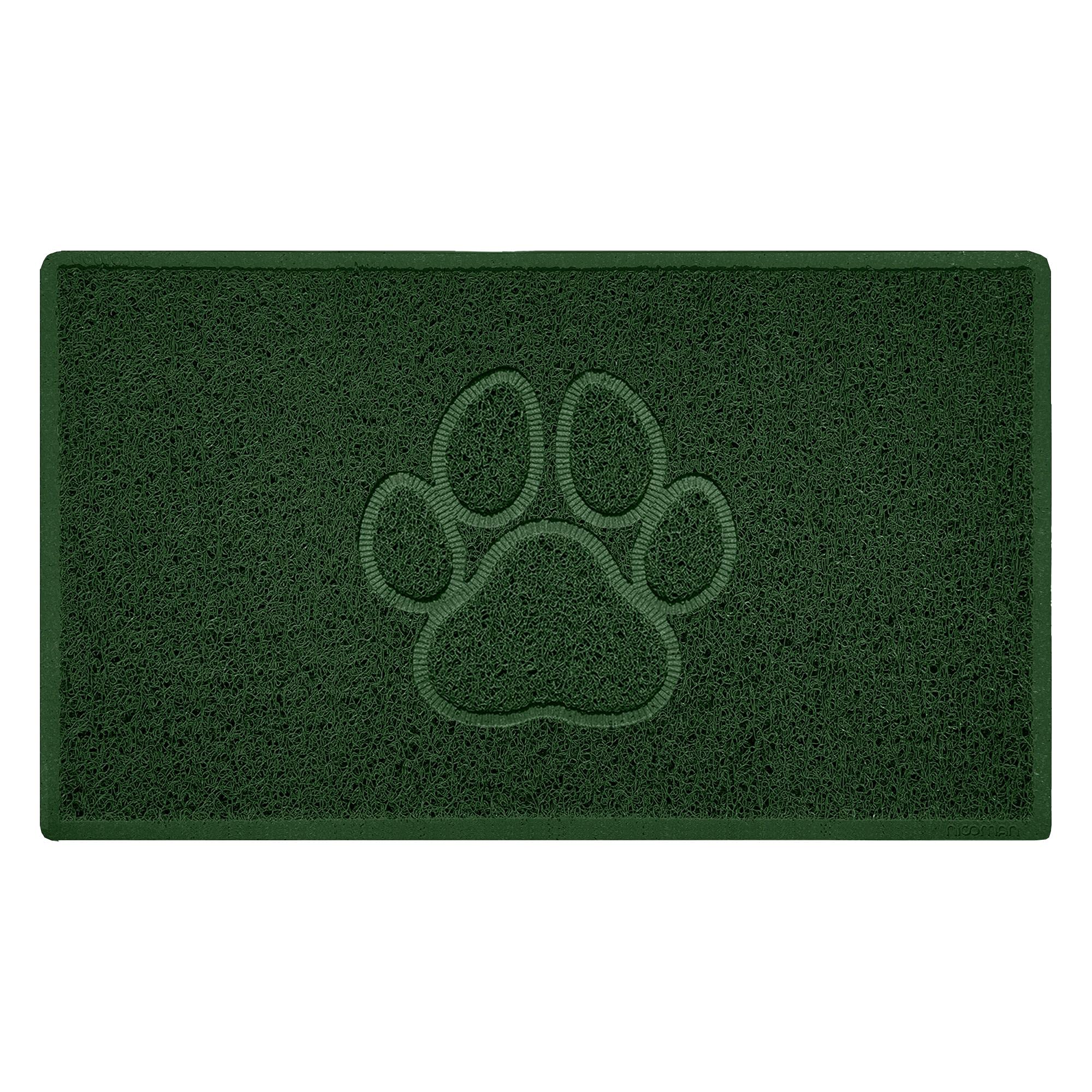 Nicoman PAW Shape Cat Litter Box Mat, Dog Food Feeding Tray Matt, Non-Slip, Easy Clean, Washable(75x44cm,Medium),GREEN