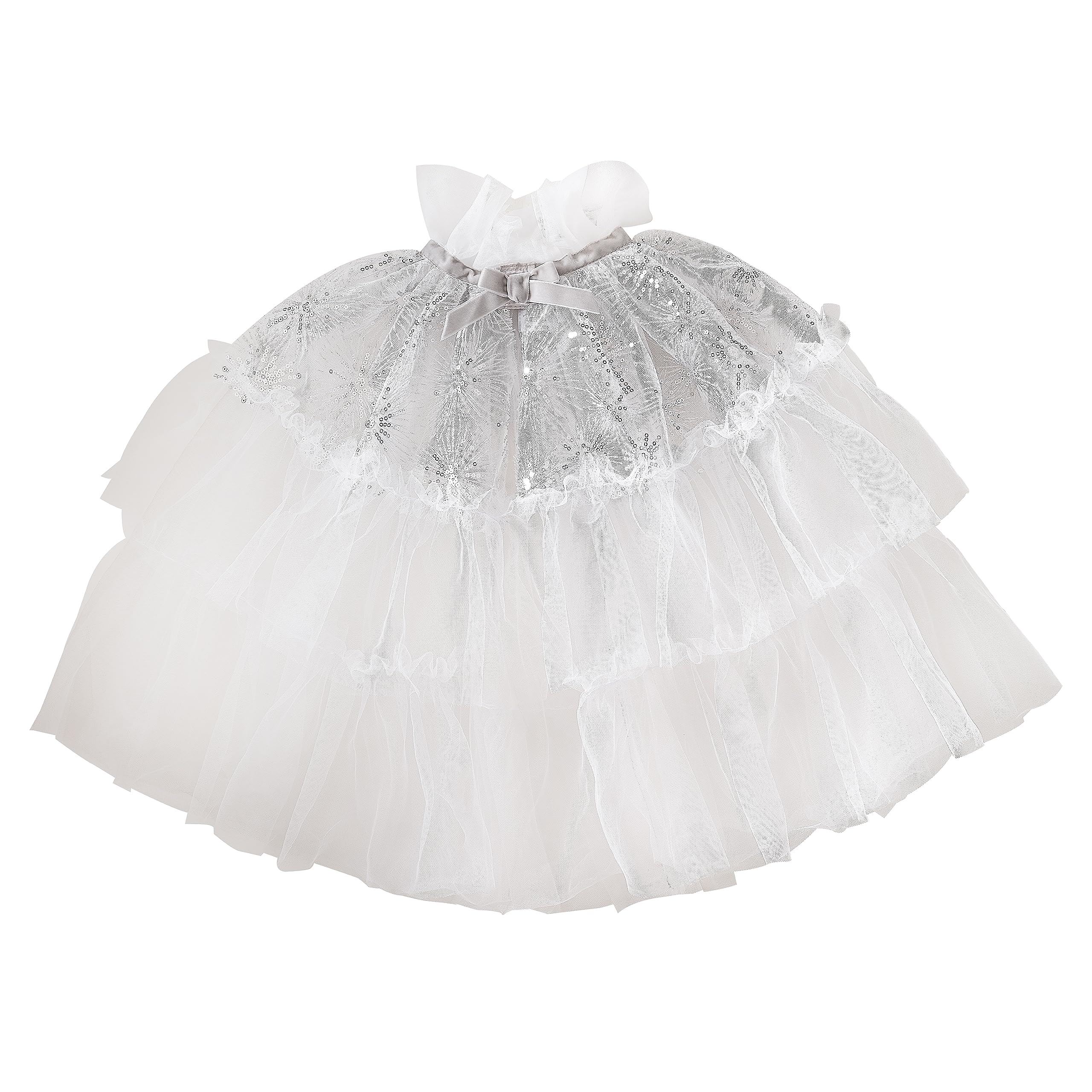 Ginger Ray Girls White & Silver Starlight Sparkle Fairy Princess Cape for Christmas Costume Parties