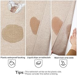 smiry Rectangle Faux Linen Table Cloth, Waterproof