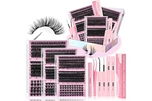 YIDUO Lashes Clusters Lash Kit Gift Packs 770Pcs with 2X Bond&Seal 5 style Mixed C-Curl False Eyelashes Extensions Faux Mink Individual Lash Wholesale Pack DIY Individual Fake Eyelashes Box