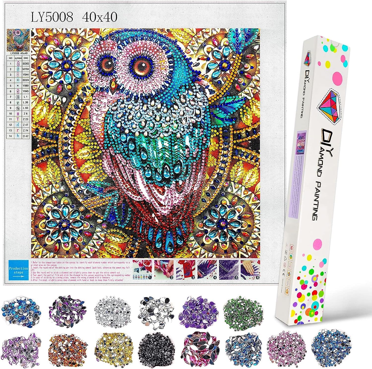 hirsrian Girl Toys Age 6 7 8 9 10 11 12,5D DIY Diamond Painting Kits for Kids Adult Arts and Crafts Owl Gifts for 6-12 Year Old Girls,Presents for Birthday Christmas & Children's Day(15.7 inx15.7 in)