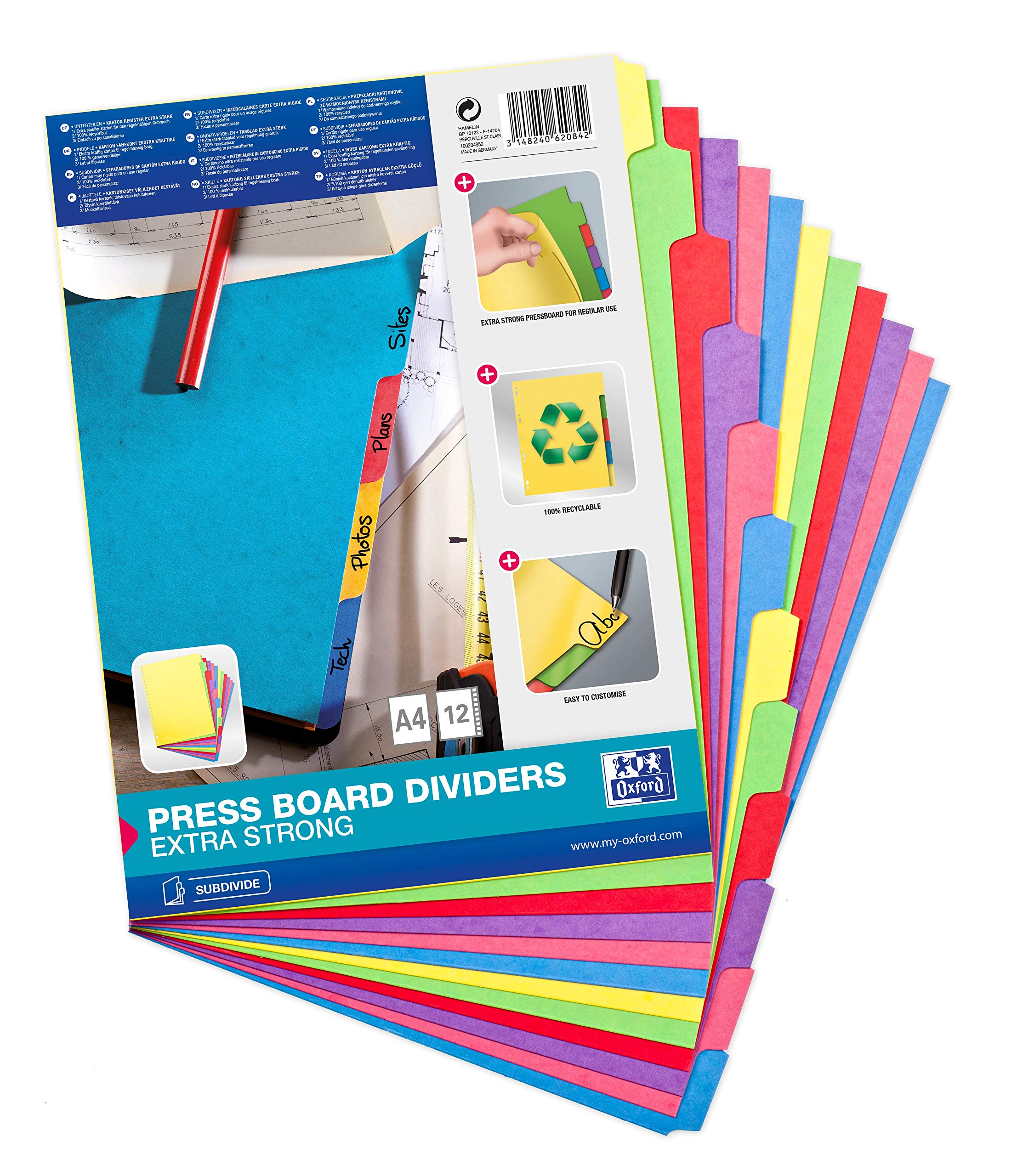 Elba 785624 A4 12 Positions Rigid Cardboard Divider