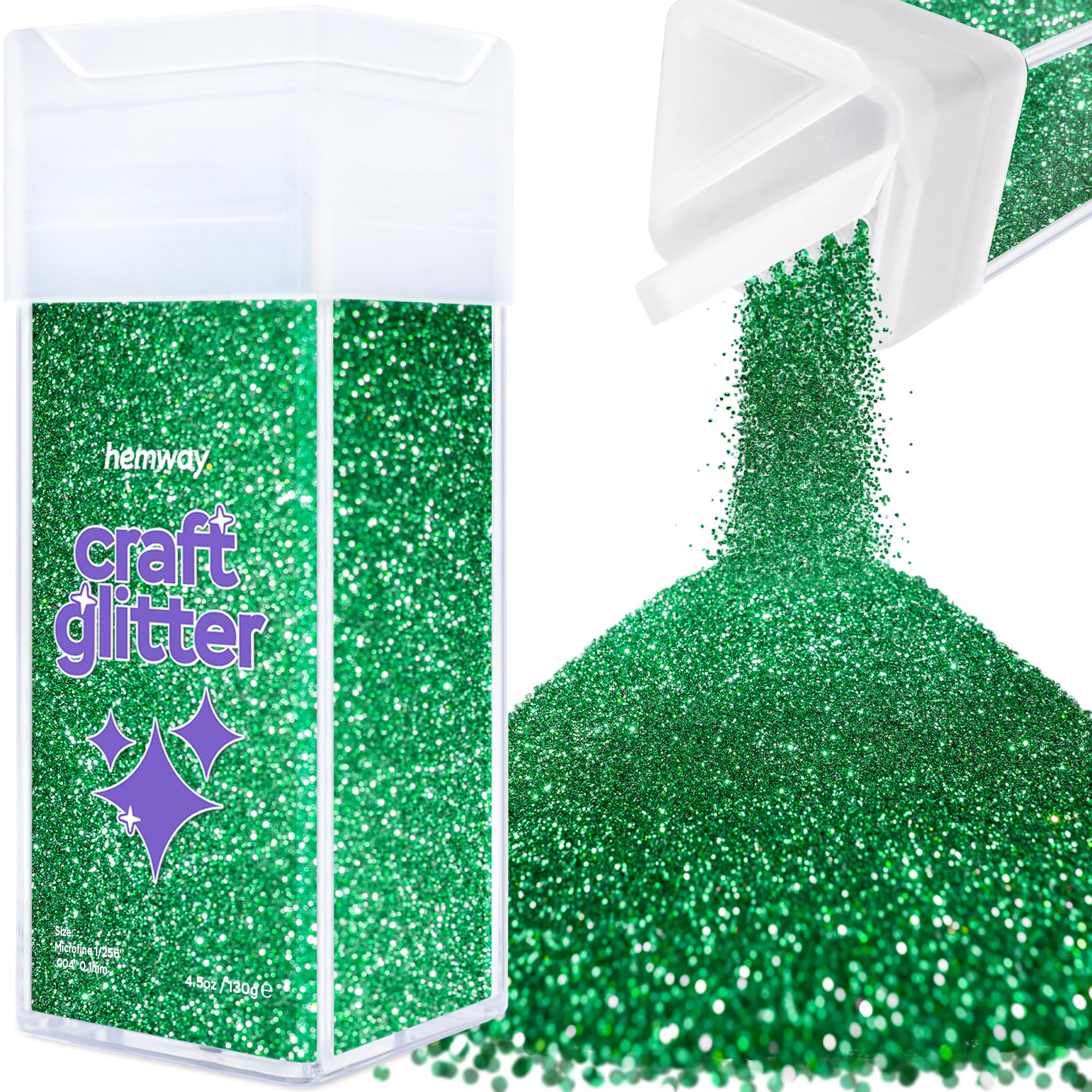 Hemway Glitter Shaker Emerald Green 110g Microfine, Craft Glitter Shaker for Resin & Epoxy Crafts, Christmas Art Supplies, Nail, Body, Face, Eye, Festival, Crafting, Slime, Sparkle