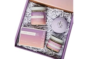 Kim And Pom Lavender Self Care Kit, Scented with Essential oils, All Natural and Vegan Mother's day Gift, Spa Gift Set for Mo