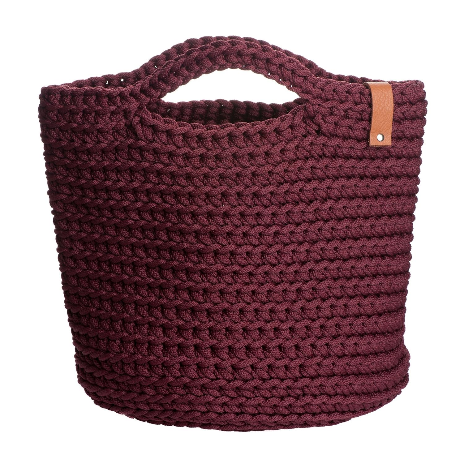 red crochet bag