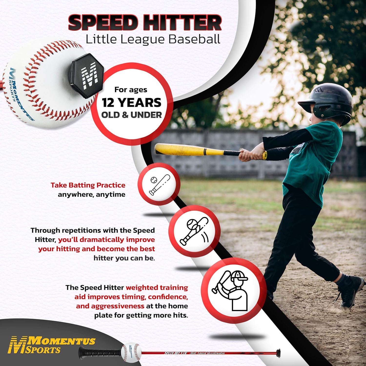 Momentus Speed Hitter Baseball Little League Youth 34" Baseball Trainer : Sports & Outdoors