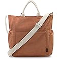 Prite Corduroy Tote Bag for Women Large Crossbody Hobo Shoulder Bag with Pockets Tote Handbag for Work,College,Shopping