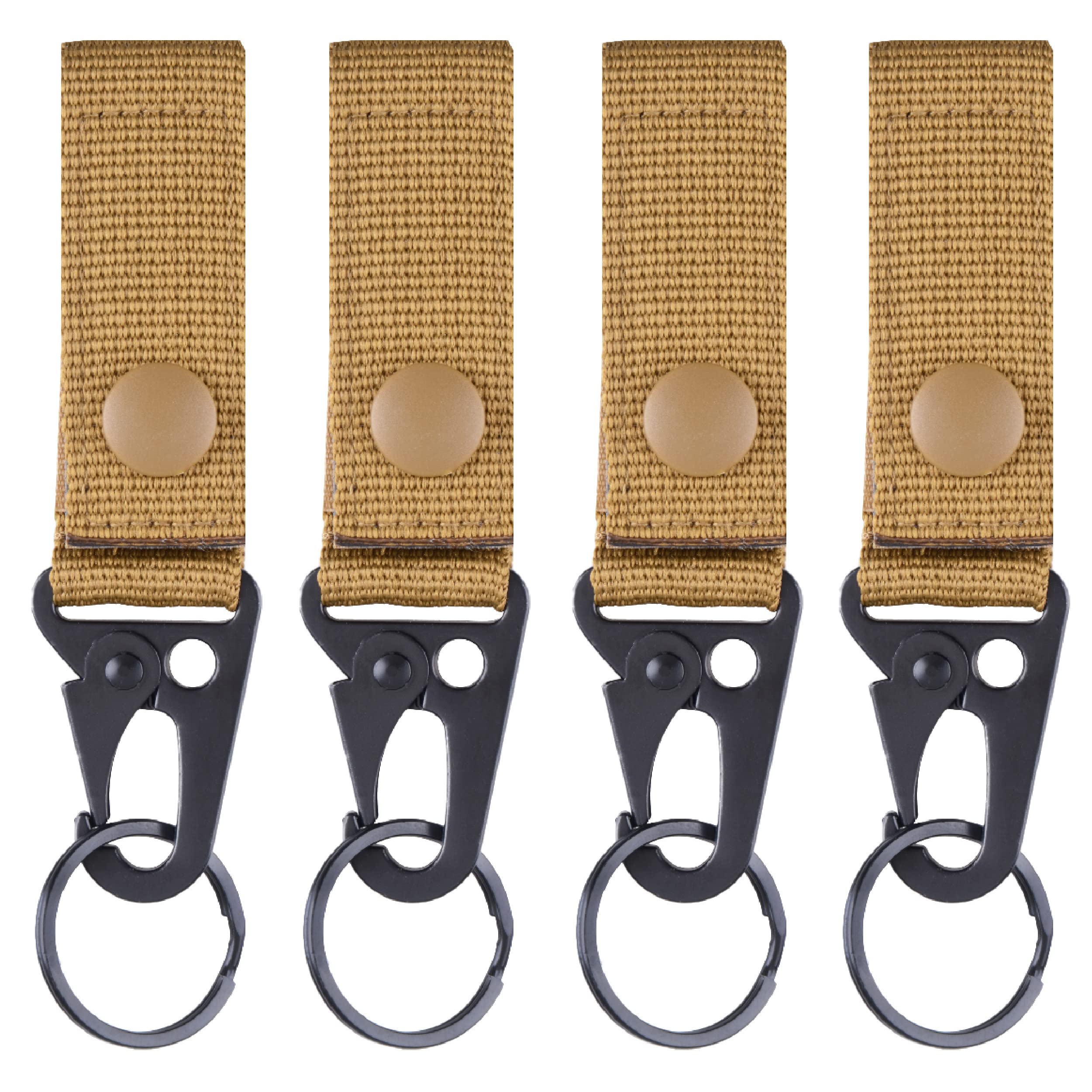 Azarxis Tactical Hanging Belt Webbing Buckle Molle Strap Nylon Snap Hook Clip, Keychain Keyholder Ring Tactical Backpack Molle Clip for Backpack Bag Belt Camping Hiking Outdoor (Black - Pack of 2)