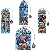 Dragon Stained Glass Bookmark - Fantasy Gift for Men Women Fantasy Book Accessories, School Supplies, Office Stationery Halloween, Christmas, Birthday Gifts (4PCS)