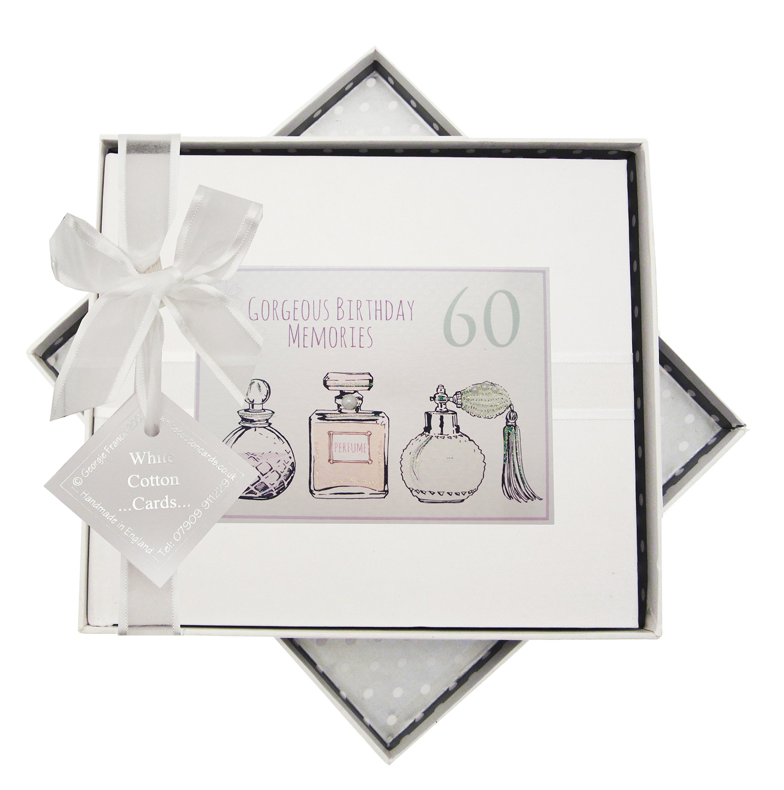White Cotton Cards 60th Birthday, Guest Book, Perfume Bottles, Wood, 19.5 x 21.5 x 1.5 cm
