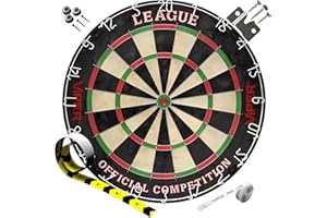 Viper League Regulation Bristle Steel Tip Dartboard Set with Staple-Free Bullseye, Galvanized Metal Thin Radial Spider Wire; High-Grade Compressed Sisal Board with Rotating Number Ring Extending Life