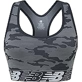 New Balance Womens Seamless Wirefree, Racerback Sports Bra with Removable Pads, Bottom Band with Logo