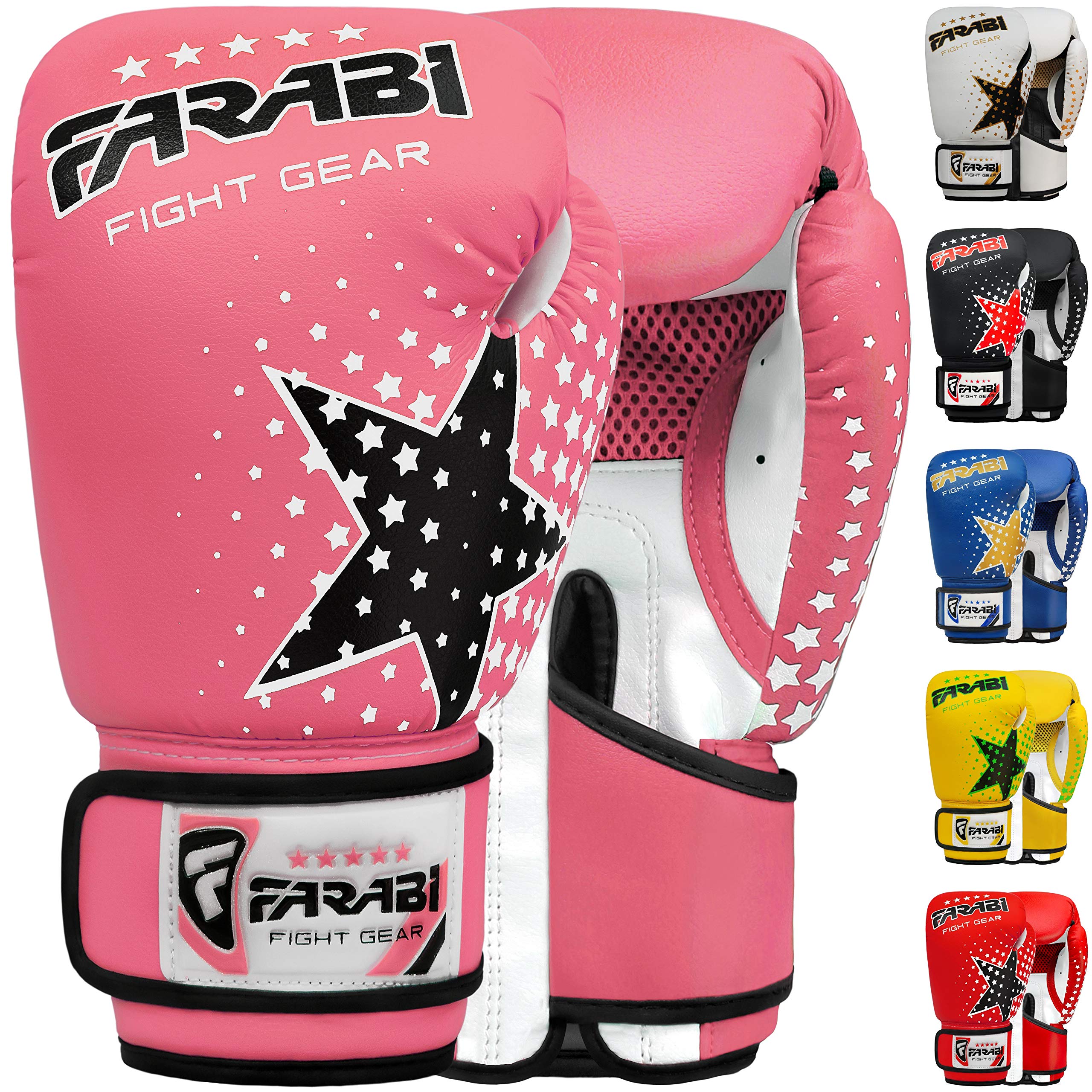 Farai kids boxing gloves 6-oz kickboxing muay thai training MMA sparring gloves, Best gloves for training on punching bag, focus pads Practice (Pink, 6-oz)