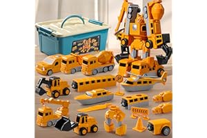 KKPOT Magnetic Transform Engineering Car Assembled Toys with Storage Box, Magnetic Cars and Trucks for Kids, Magnetic Blocks for Toddlers,Outdoor Activities for Kids Ages 3-5 4-8