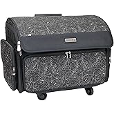 Everything Mary 4 Wheels Collapsible Deluxe Sewing Machine Storage Case, Black - Rolling Trolley Carrying Bag for Brother, Singer