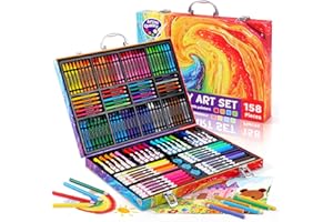 TOIDGY 158 Pcs Art Supplies for Kids Ages 4-8, 6-8, Deluxe Art Kit Crafts Drawing Painting Set with Colored Pencils, Crayons, Markers - Christmas Birthday Gift for 4 5 6 7 8 9 10 11 12 Year old Girls Boys