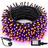 DAZZLE BRIGHT Halloween 300 LED String Lights, 100FT String Lights with 8 Lighting Modes, Halloween Decorations for Party Carnival Supplies, Outdoor Yard Garden Decor (Purple &amp; Orange)