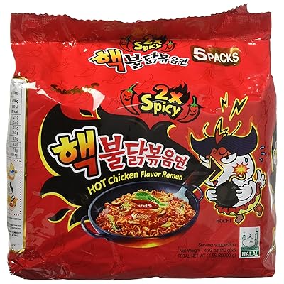 Samyang 2X Spicy Hot Chicken Flavor Ramen, 4.9oz (Pack of 5)