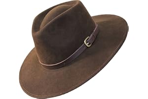 BORGES & SCOTT B&S Premium Lewis - Wide Brim Fedora Hat - 100% Wool Felt - Water Resistant - Leather Band