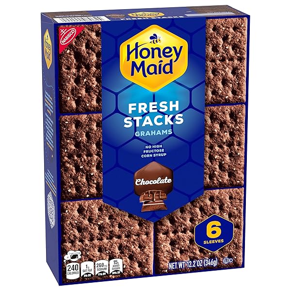HONEY MAID FRESH STACKS CHOCOLATE GRAHAM CRACKERS, TRAVEL SNACKS, 12.2 OZ (6 MULTI SNACK PACKS)