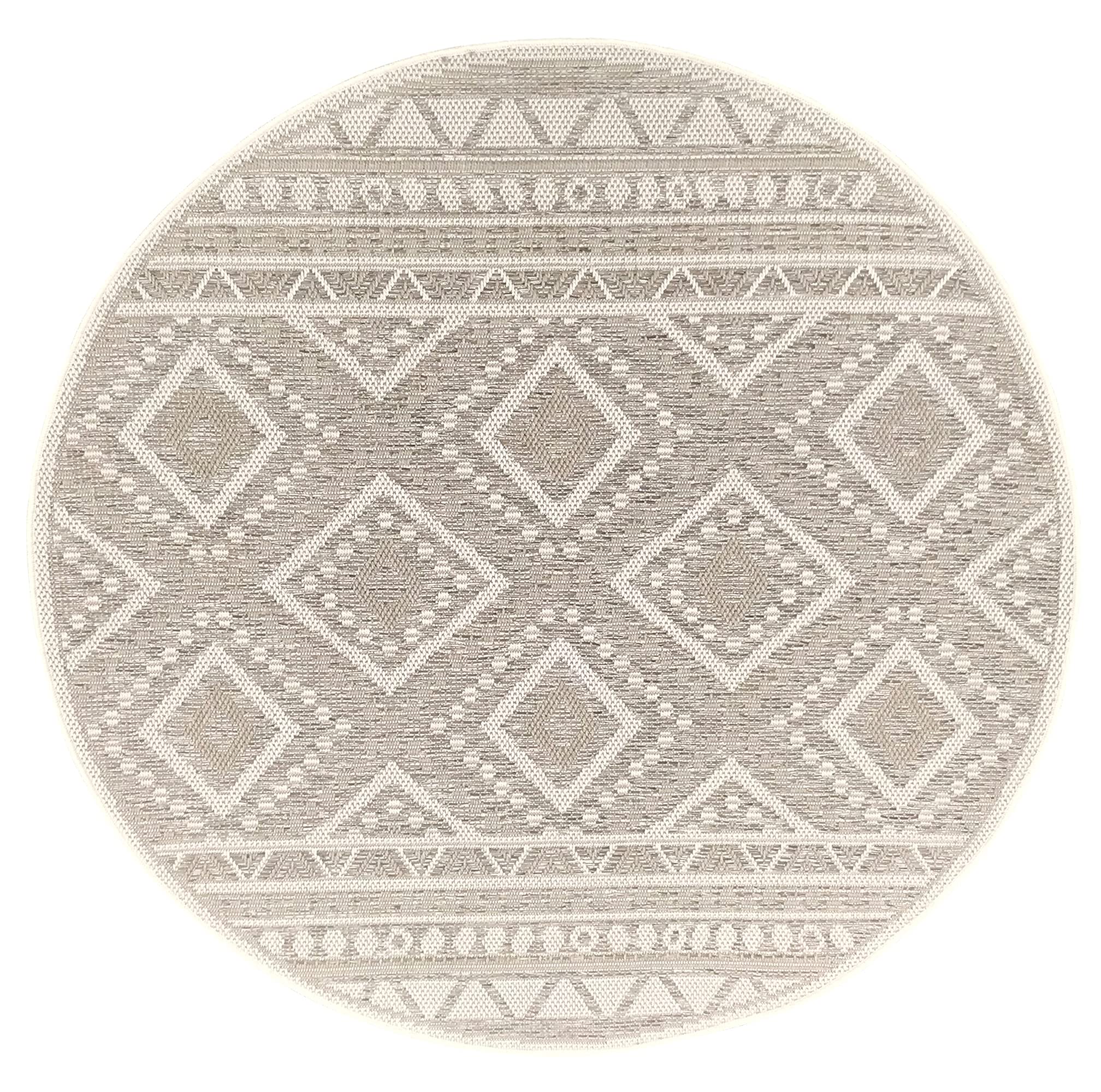 the carpet Calgary - Robust, weatherproof & UV resistant outdoor carpet for balcony, terrace, conservatory, kitchen or dining room - Beige - 120 x 120 cm Round