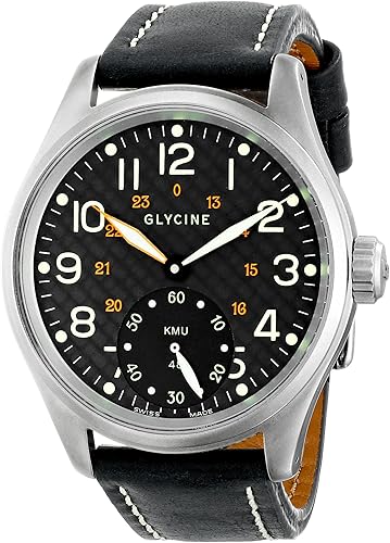 Limited Edition Glycine Kmu 48 Steel Mens Watch Manual Wind Black Dial 38 19 Amazon Fr Montres