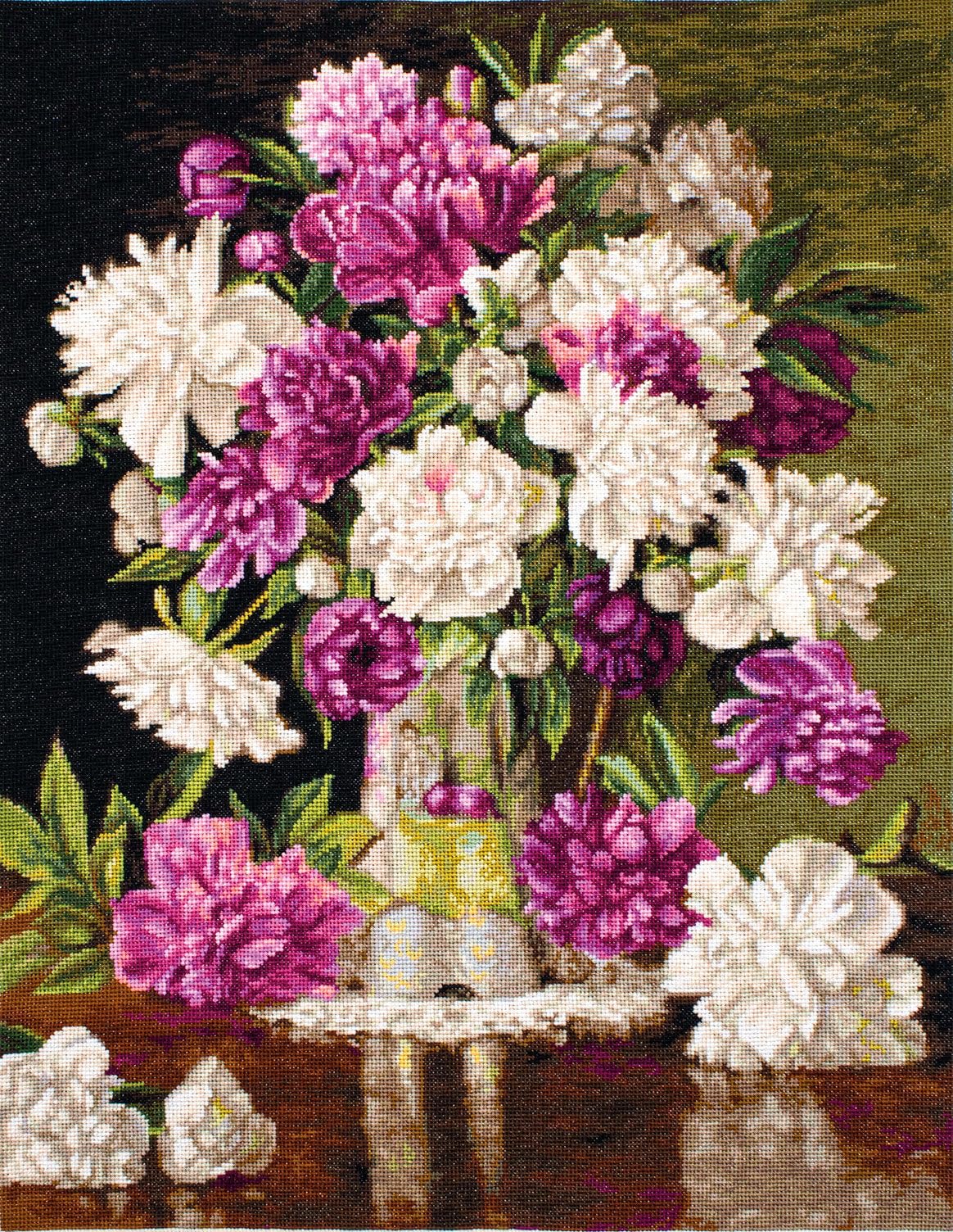Luca-S Cross Stitch Kit Red and White Peonies B608