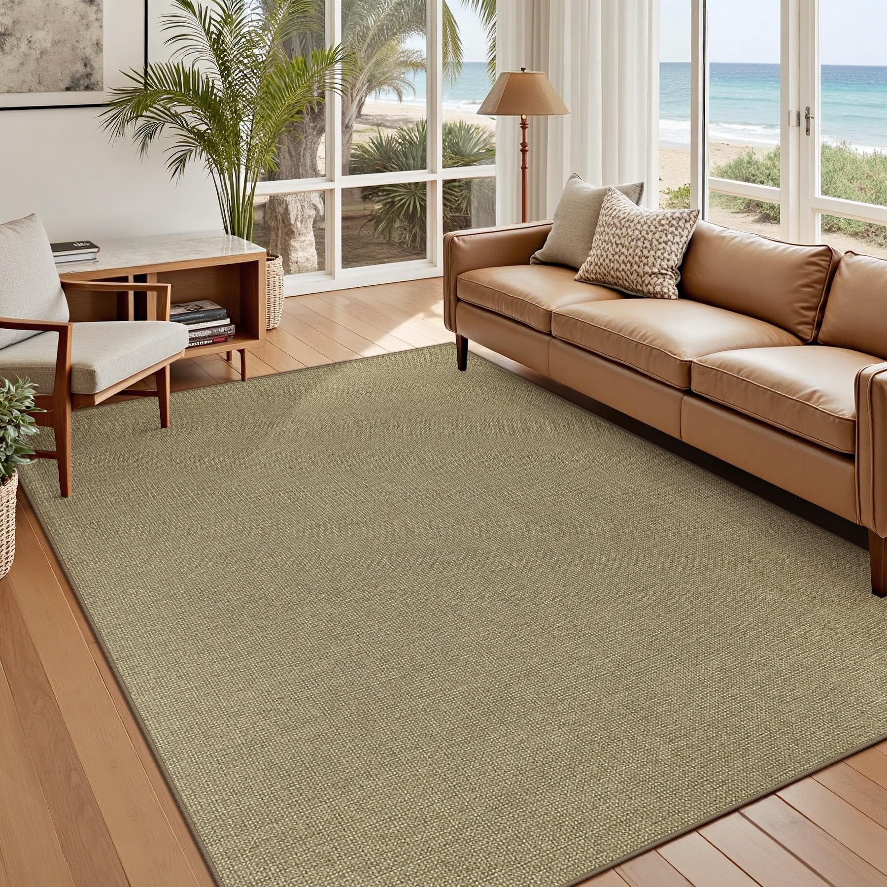Photo 1 of Easy Jute Rug 5x7 Natural Rugs: Washable Woven Area Rug Non Slip Non Shedding Indoor Outdoor Carpet for Living Room Bedroom Dining Room Farmhouse Patio (5'x7' Natural)