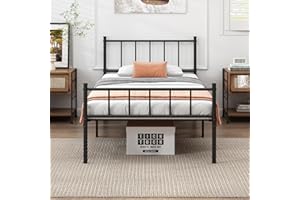 DIIYIV 14 Inch Twin Bed Frame-Classic Metal Platform Bed Frame,Mattress Foundation with Steel Slat Support,Under Bed Storage,No Box Spring Needed, Easy Assembly, Twin Size Bed Frame