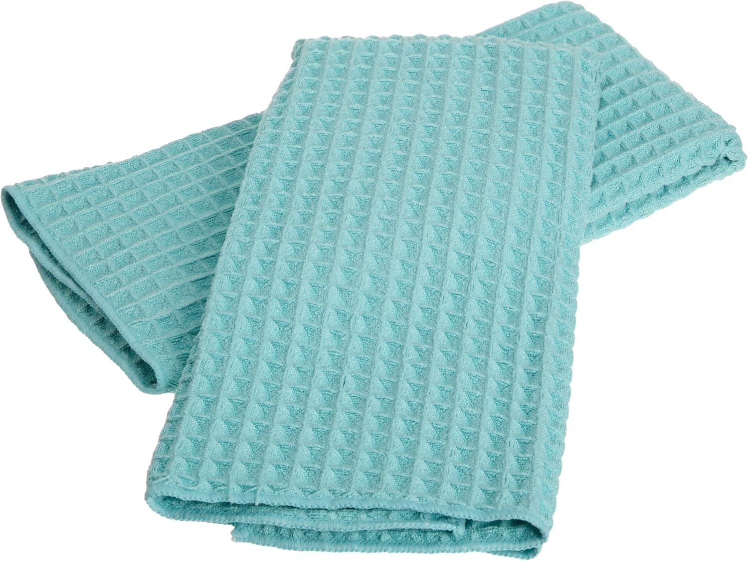 DII Giant Microfiber Waffle Kitchen Towel, Aqua, Set of 2